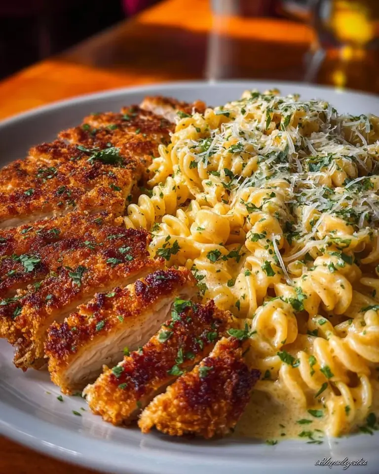 Creamy Cajun chicken pasta dish with mozzarella Alfredo sauce on a plate