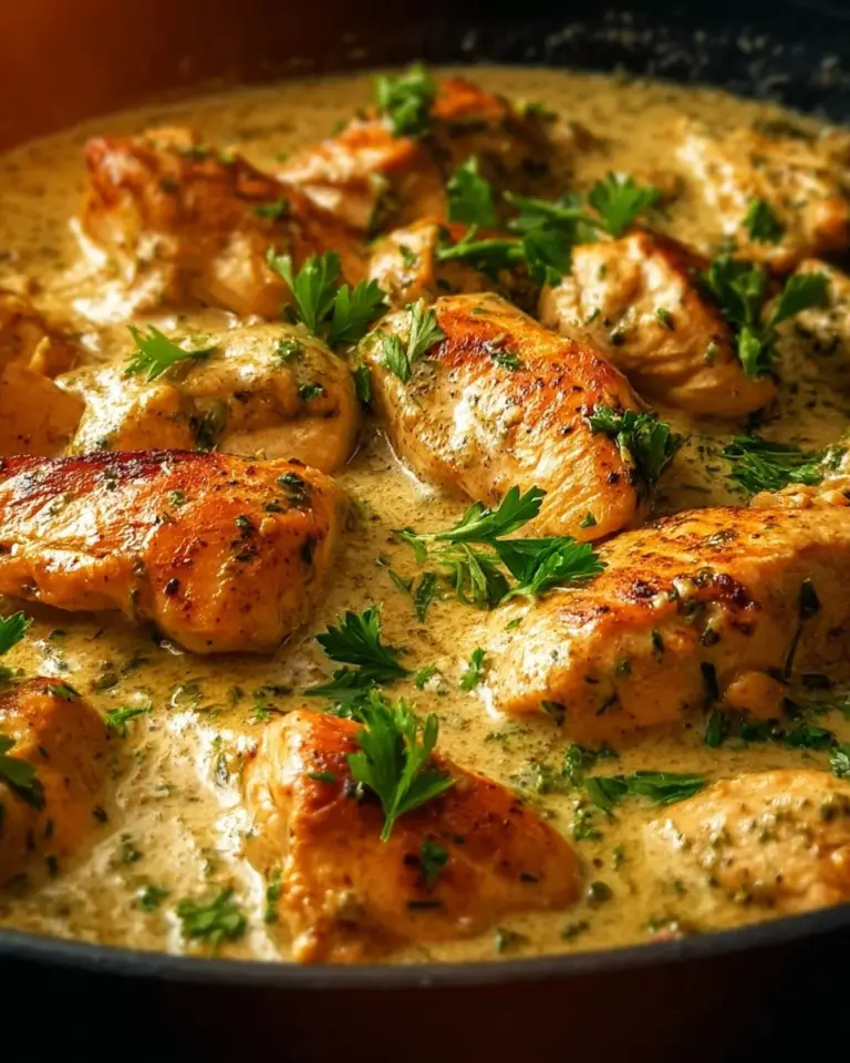 Creamy ranch chicken dish cooked in a crock pot with herbs and spices