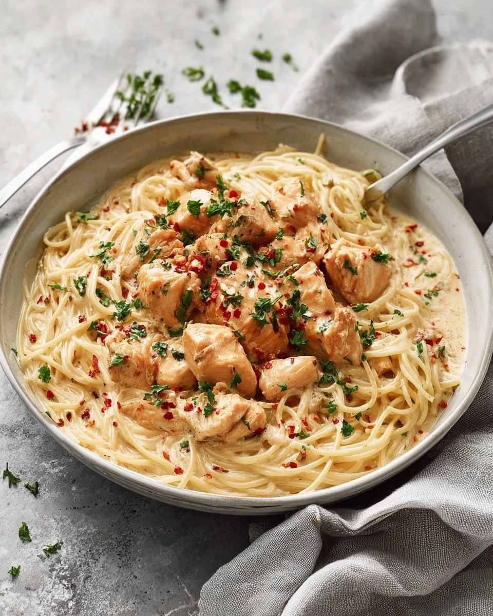 Delicious Crockpot Angel Chicken recipe with creamy sauce and tender chicken.