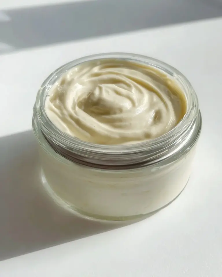 Creamy and delicious Egg Free Mayo recipe in a glass jar.