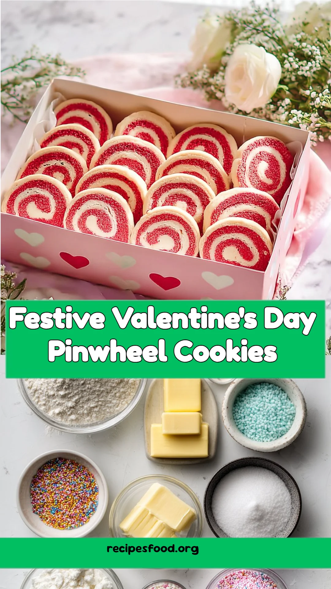 Festive Valentine's Day Pinwheel Cookies
