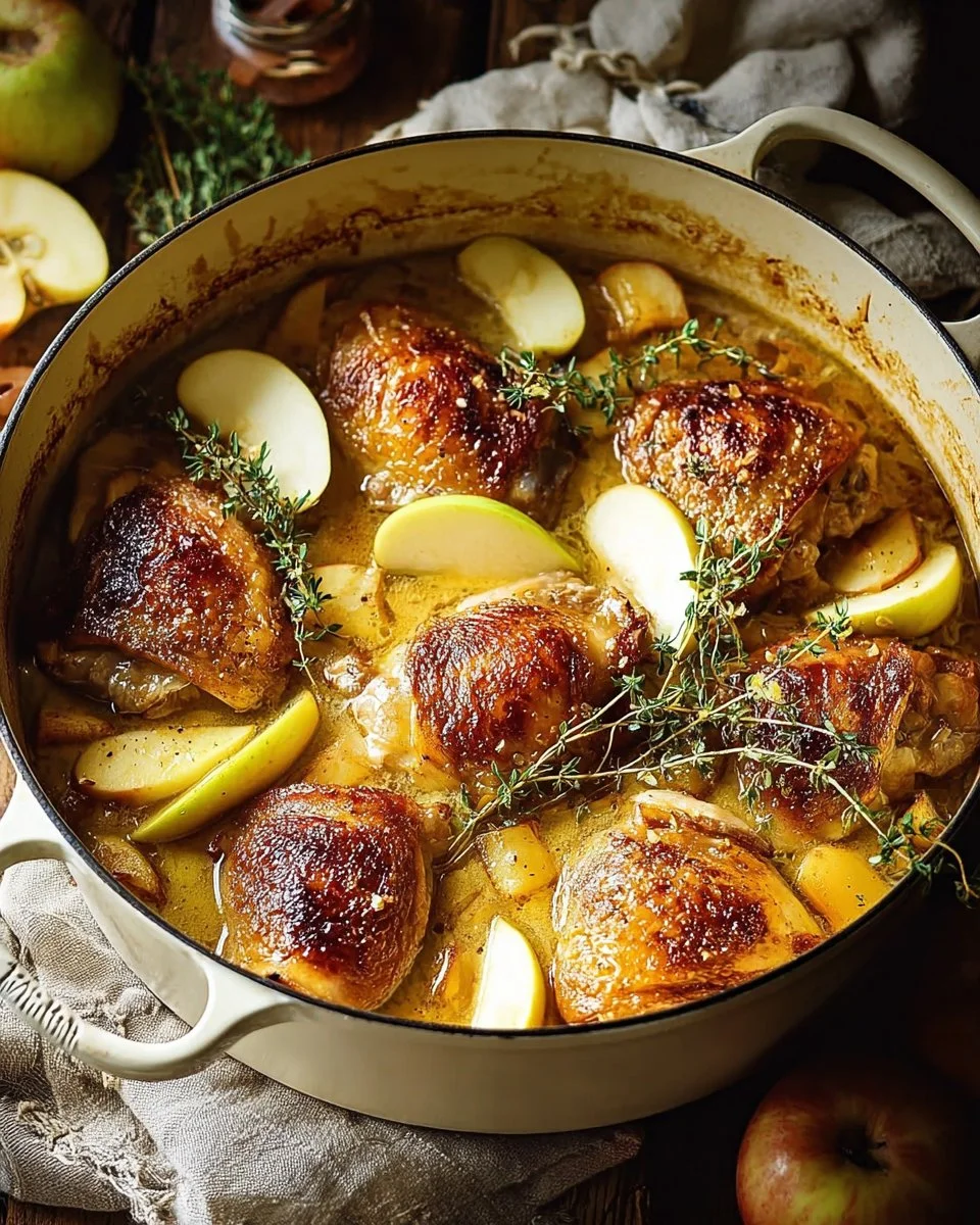 Delicious French Chicken Casserole served with herbs and vegetables