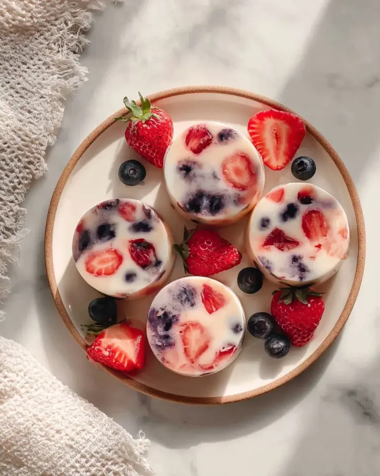 Frozen yogurt berry bites served in a bowl with fresh berries on top