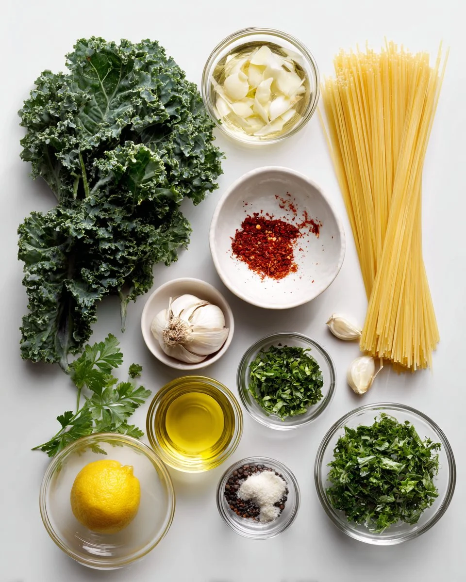 Garlic and Oil Pasta with Kale