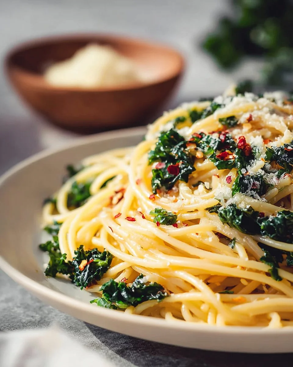 Garlic and Oil Pasta with Kale
