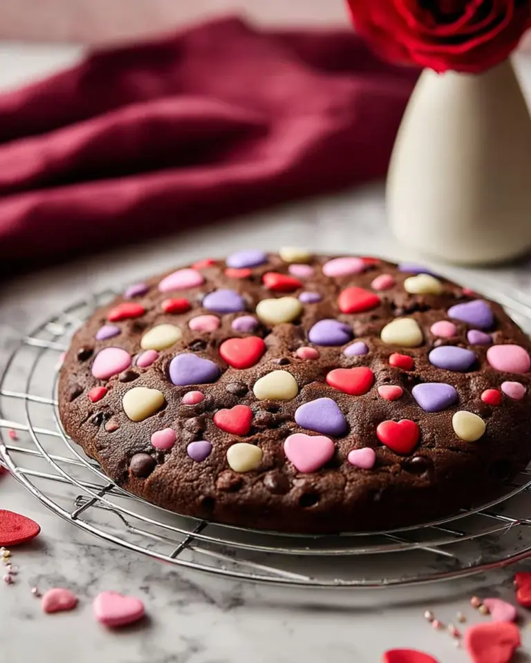 Giant Valentine's Day cookies decorated with heart shapes and colorful icing