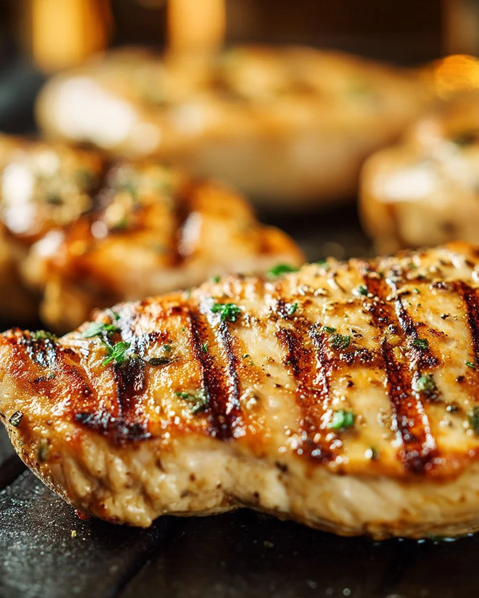 Delicious Greek marinated chicken on a grill ready to serve
