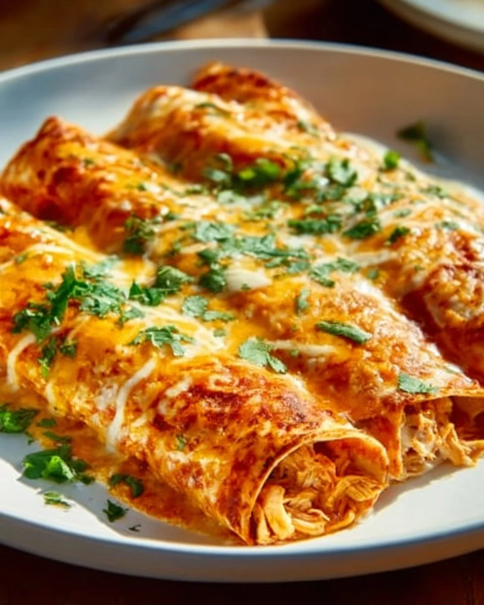 High protein creamy chilli chicken enchiladas with melted cheese