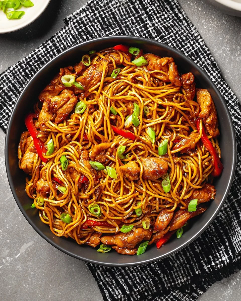 Hoisin Chicken served with noodles and vegetables in a vibrant bowl