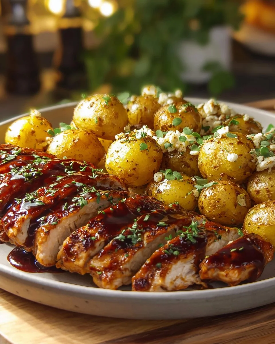 Honey BBQ Chicken With Garlic Parmesan Potatoes
