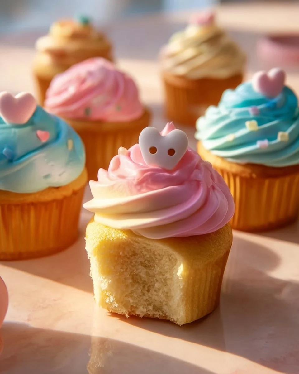 Cute and colorful Kawaii Cupcakes decorated with pastel icing and fun designs