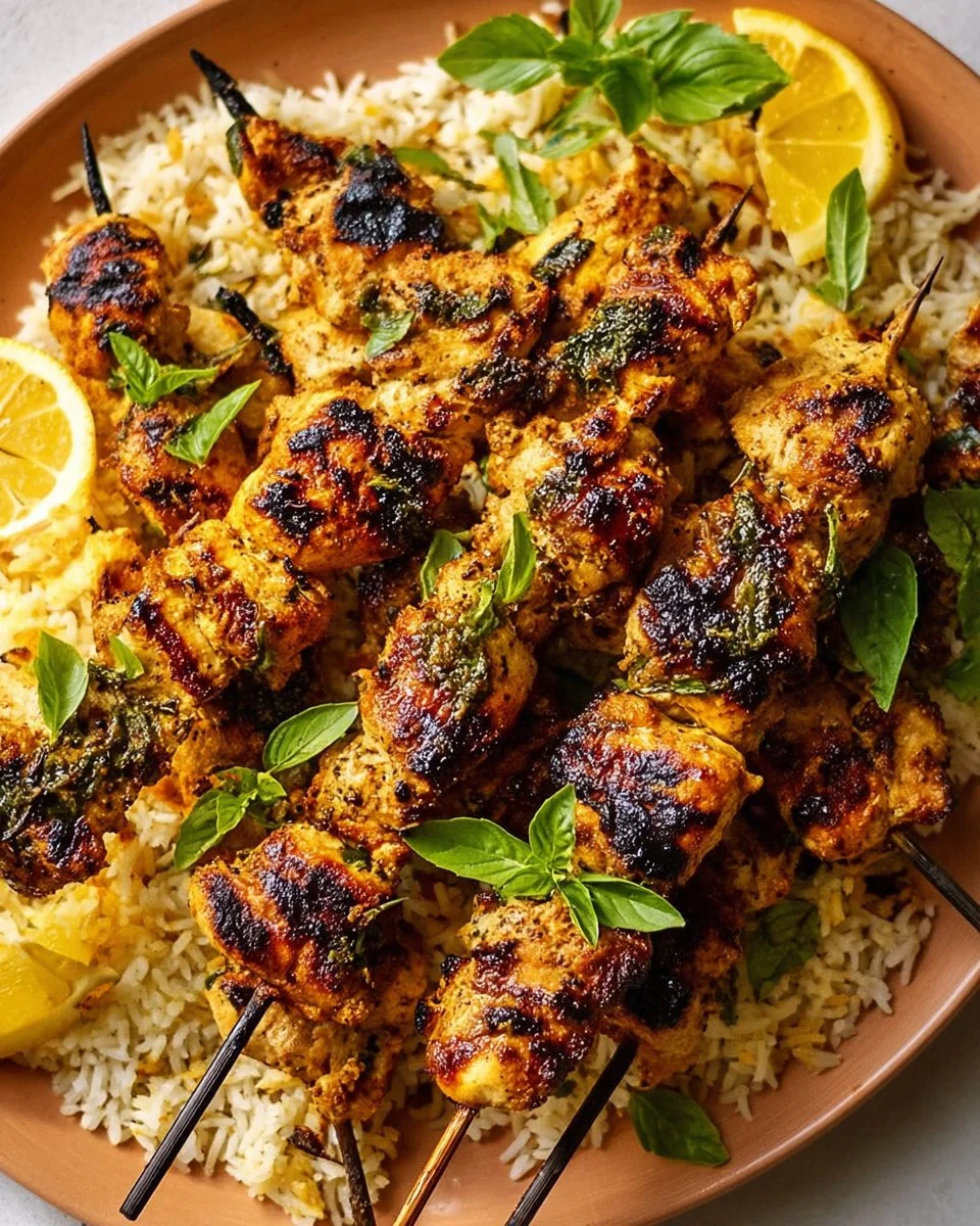 Lemon Basil Chicken Kebabs
