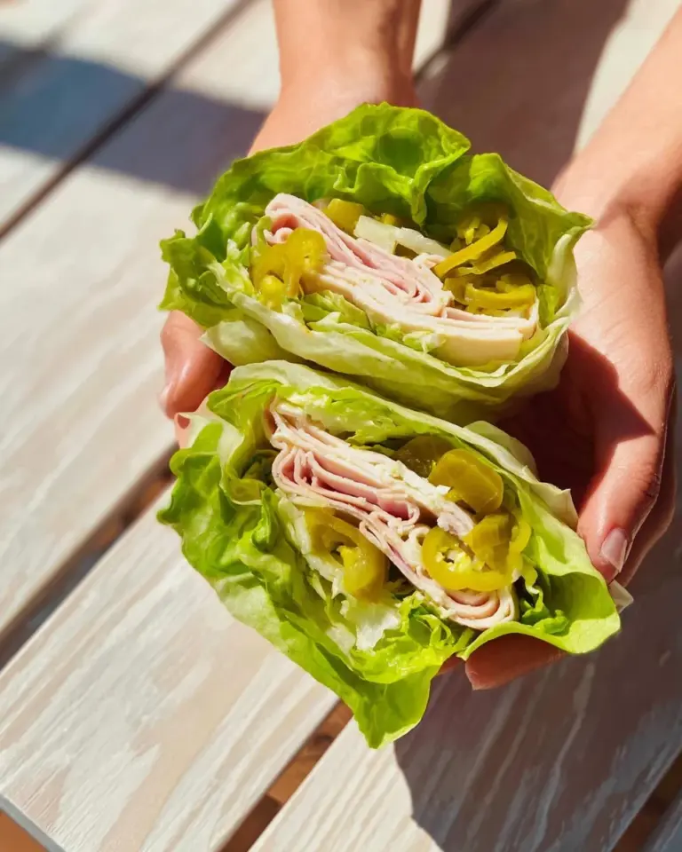 Delicious homemade lettuce wraps filled with fresh vegetables and protein