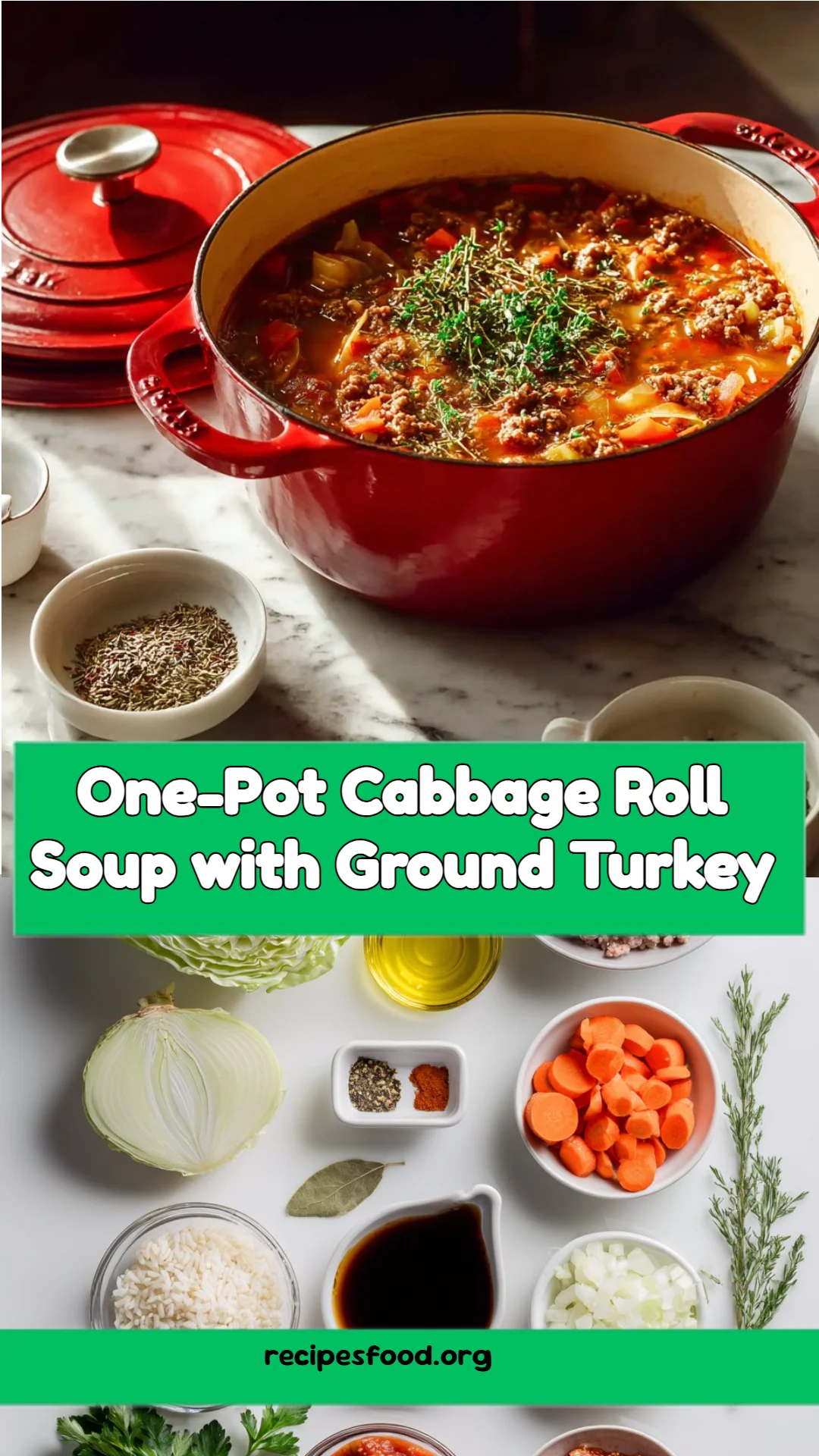 One-Pot Cabbage Roll Soup with Ground Turkey