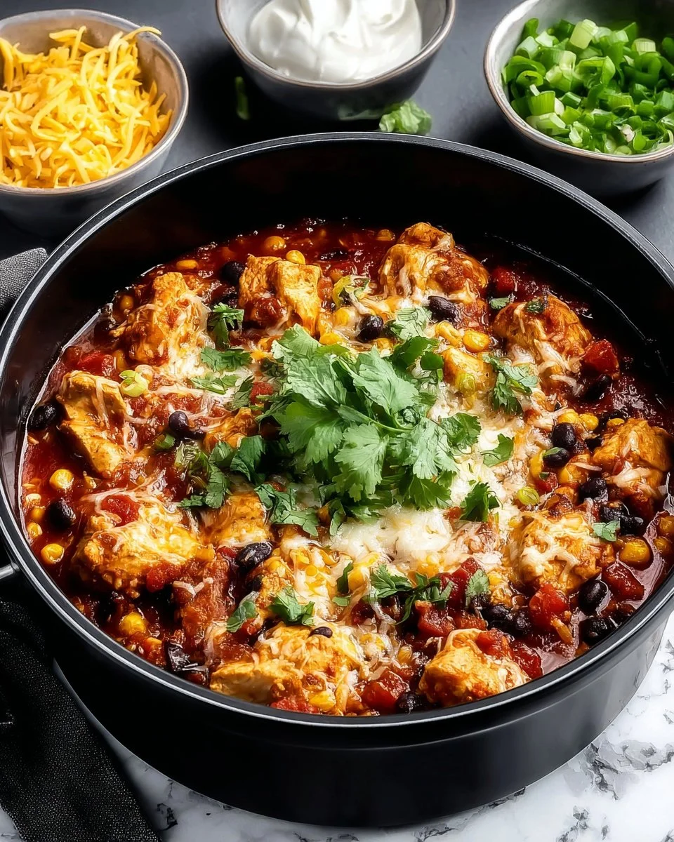 Pioneer Woman Mexican Chicken Casserole topped with cheese and cilantro