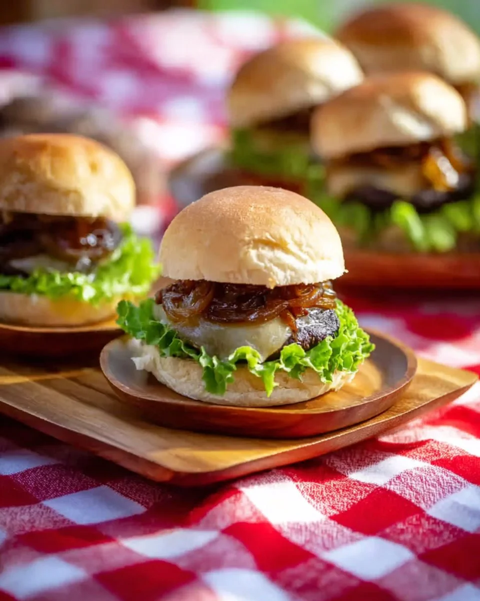 Delicious Canadian-style Portabella Mushroom Sliders served with toppings