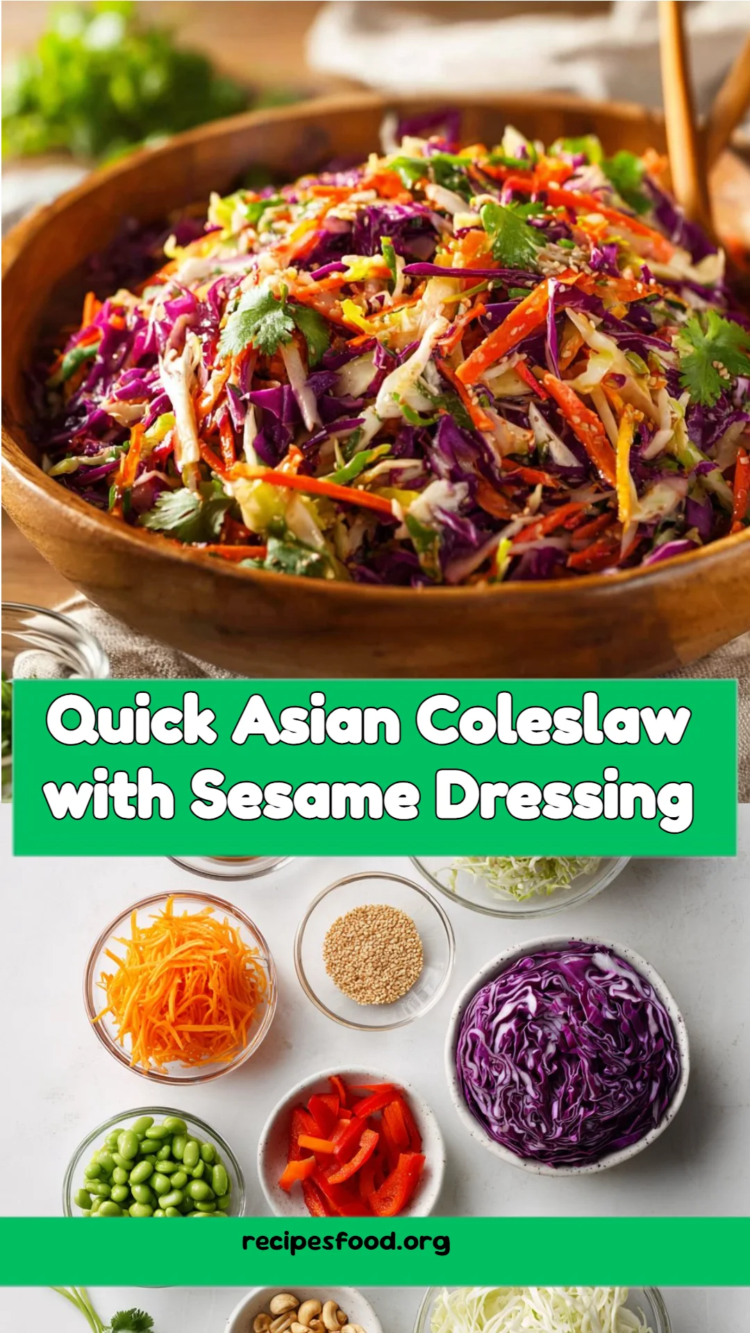 Quick Asian Coleslaw with Sesame Dressing
