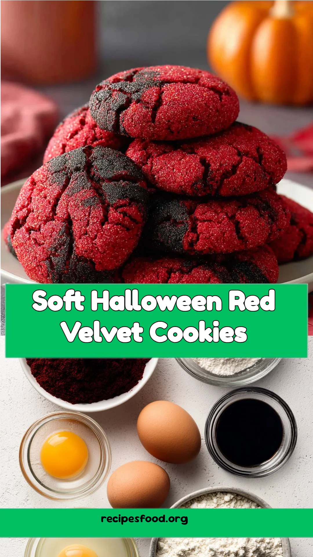 Soft Halloween Red Velvet Cookies