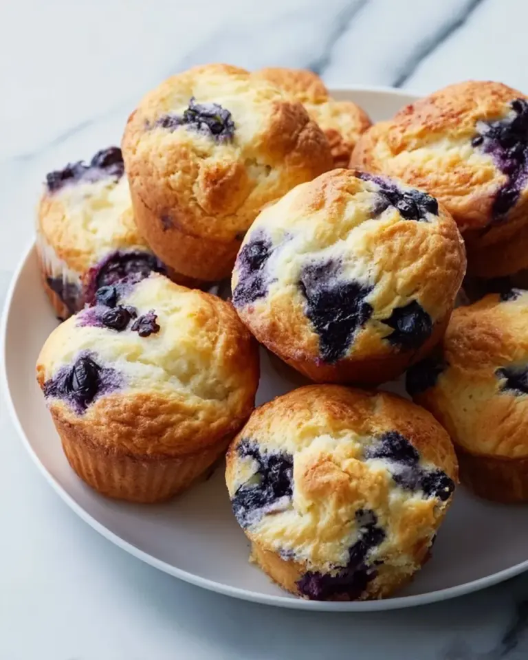 Delicious sour cream blueberry muffins topped with fresh blueberries