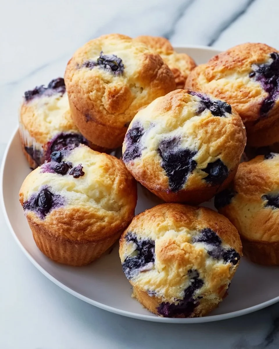 Delicious sour cream blueberry muffins topped with fresh blueberries