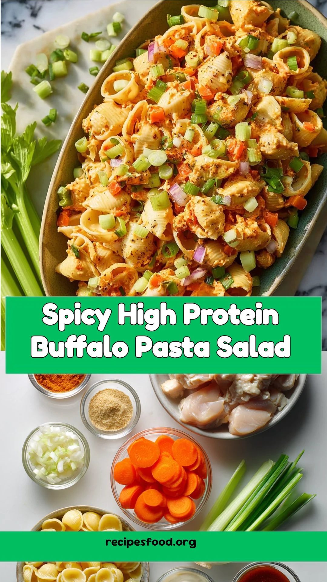 Spicy High Protein Buffalo Pasta Salad