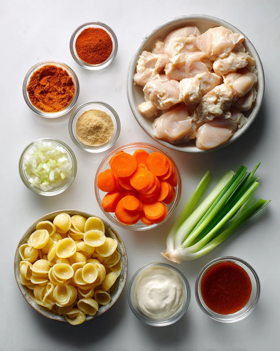 Spicy High Protein Buffalo Pasta Salad