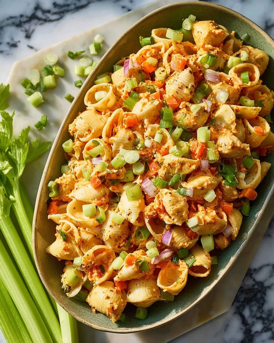 Spicy High Protein Buffalo Pasta Salad