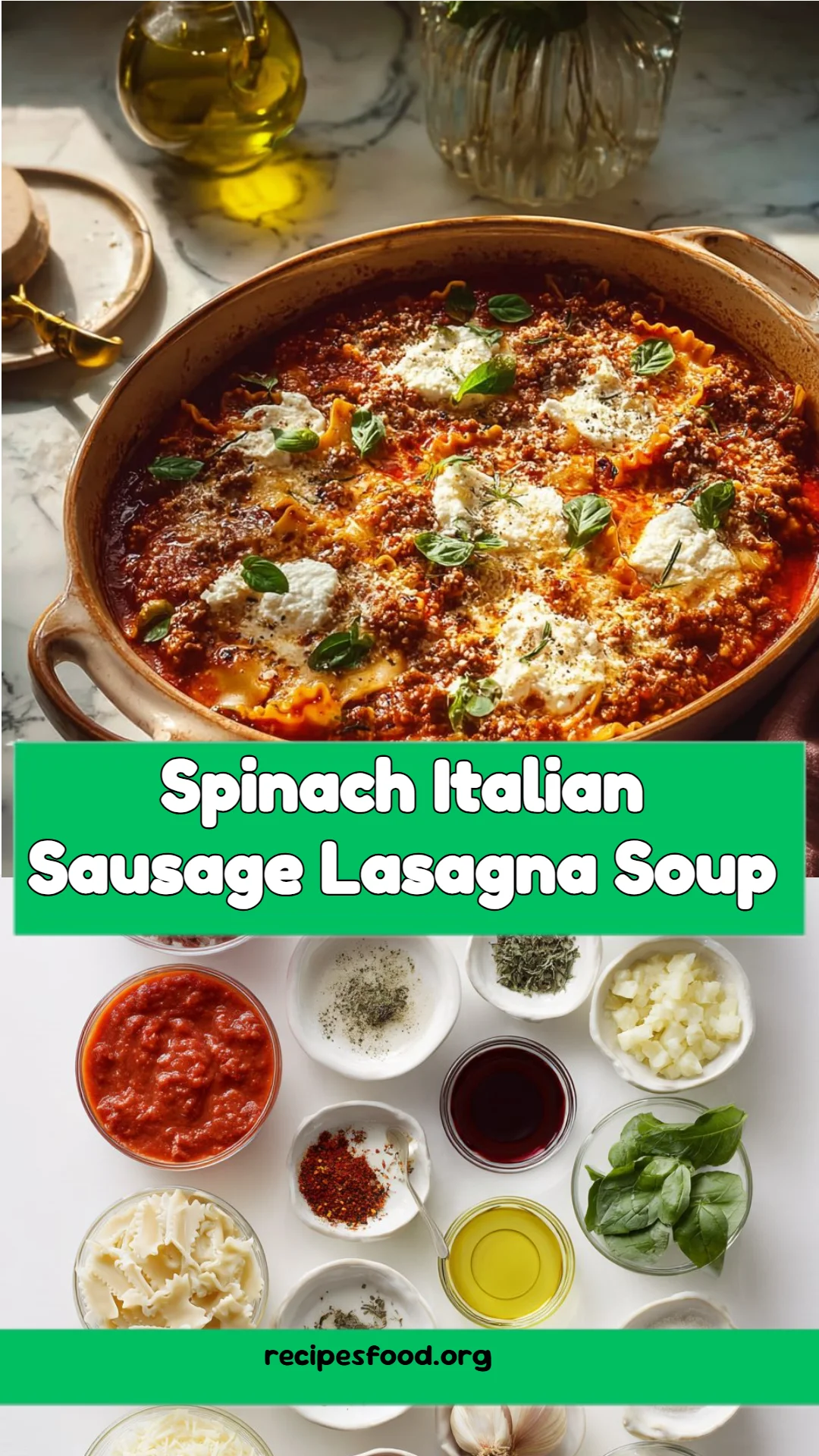 Spinach Italian Sausage Lasagna Soup