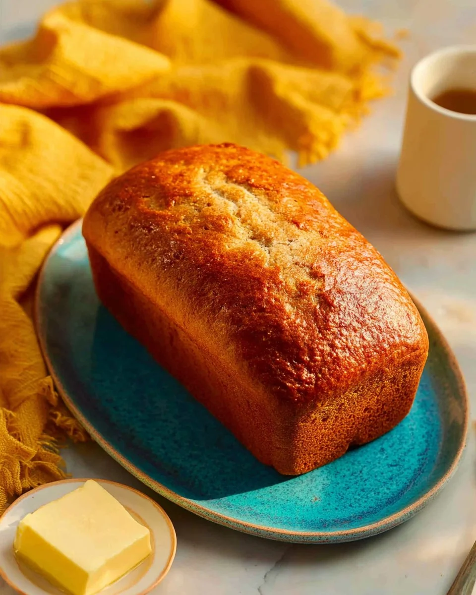 Delicious air fryer banana bread freshly baked and served on a wooden board.