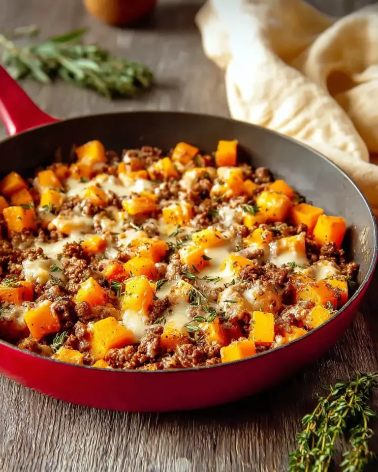Delicious Sweet Potato Turkey Hash served on a plate with fresh herbs.