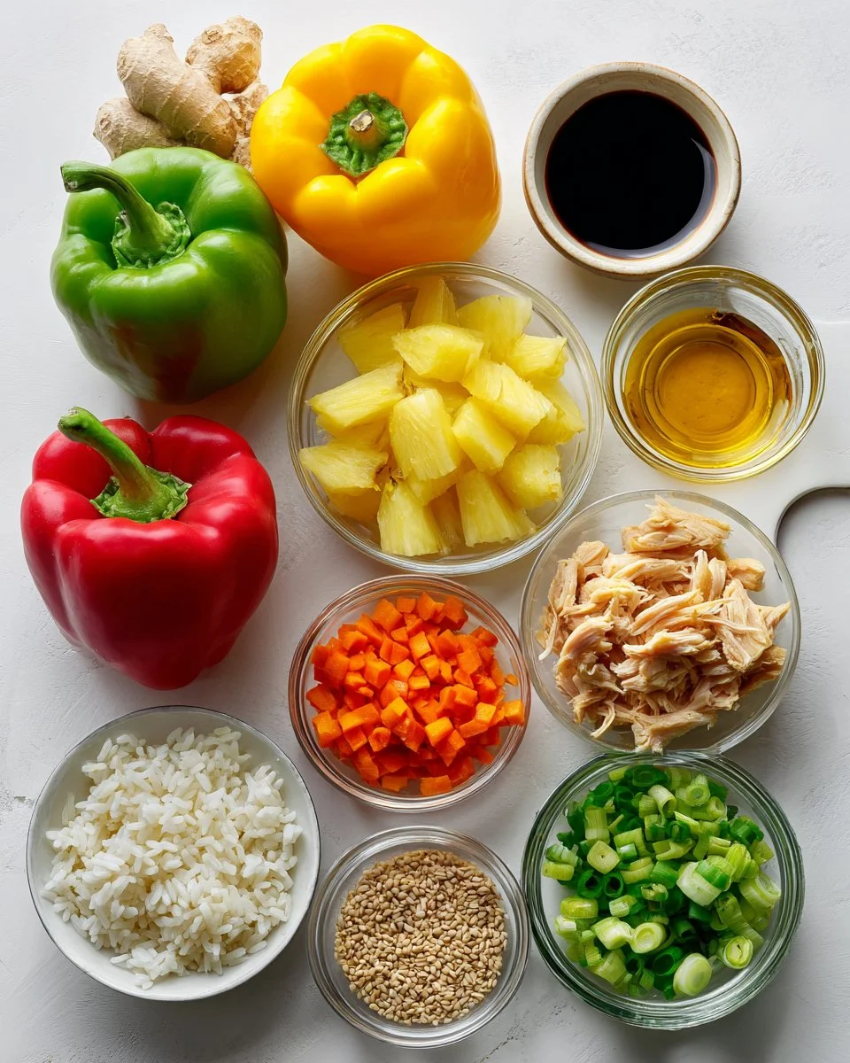 Teriyaki Pineapple Chicken Rice Stuffed Peppers