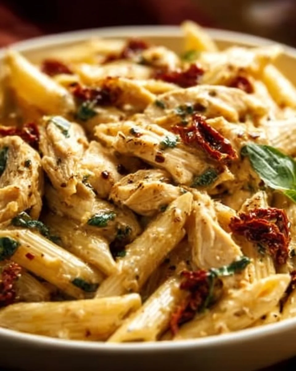 Delicious Marry Me Chicken pasta served with herbs and a creamy sauce