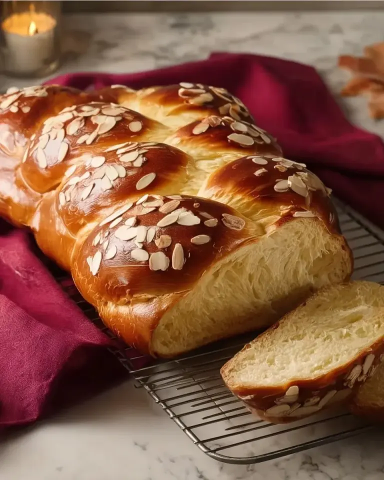 Freshly baked Tsoureki, a traditional Greek sweet bread.