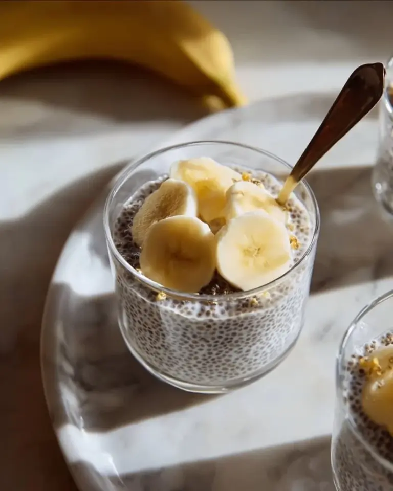 Delicious Banana Chia Pudding served in a bowl with banana slices on top
