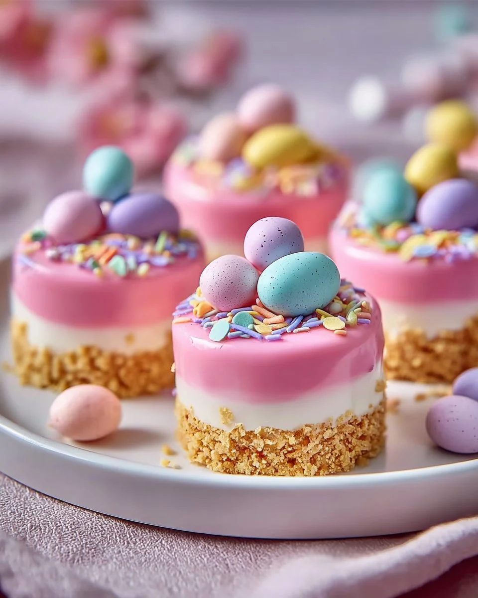 Easter No-Bake Mini Cheesecakes