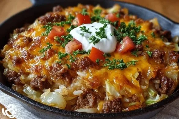 Cheesy Cabbage Beef Casserole
