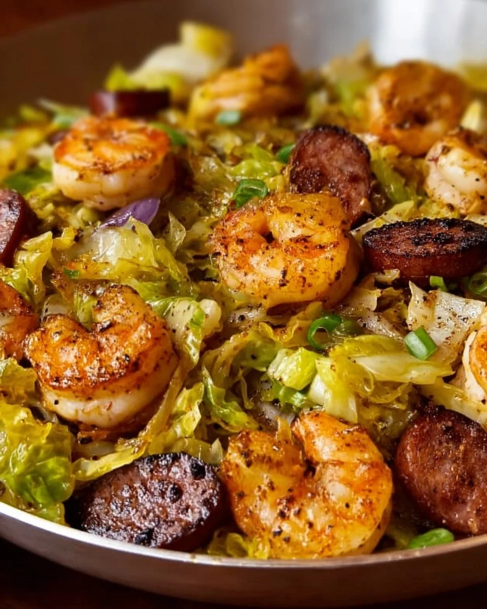 One-Pan Fried Cabbage with Shrimp and Sausage