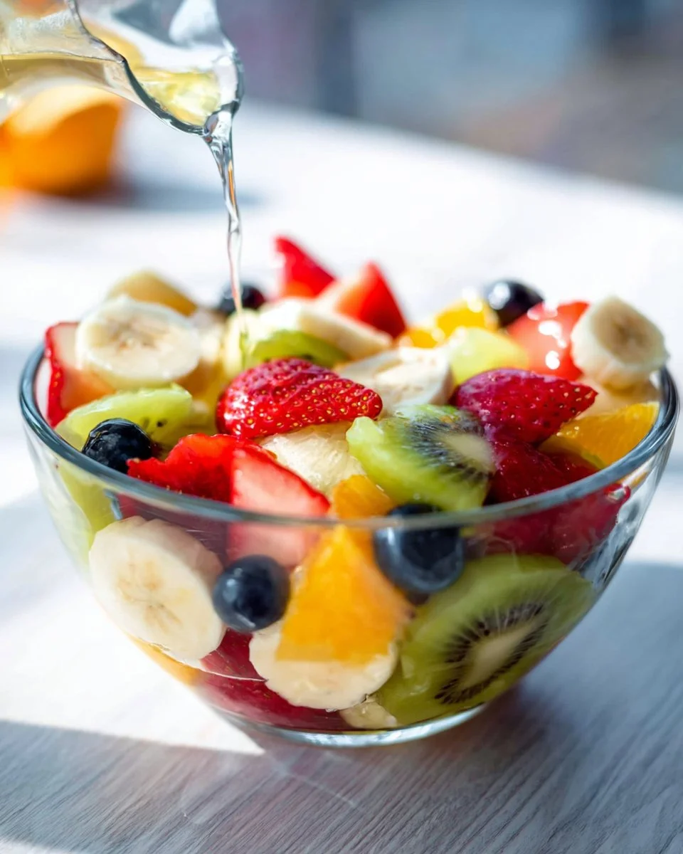 Rainbow Fruit Salad with Honey Lime Dressing