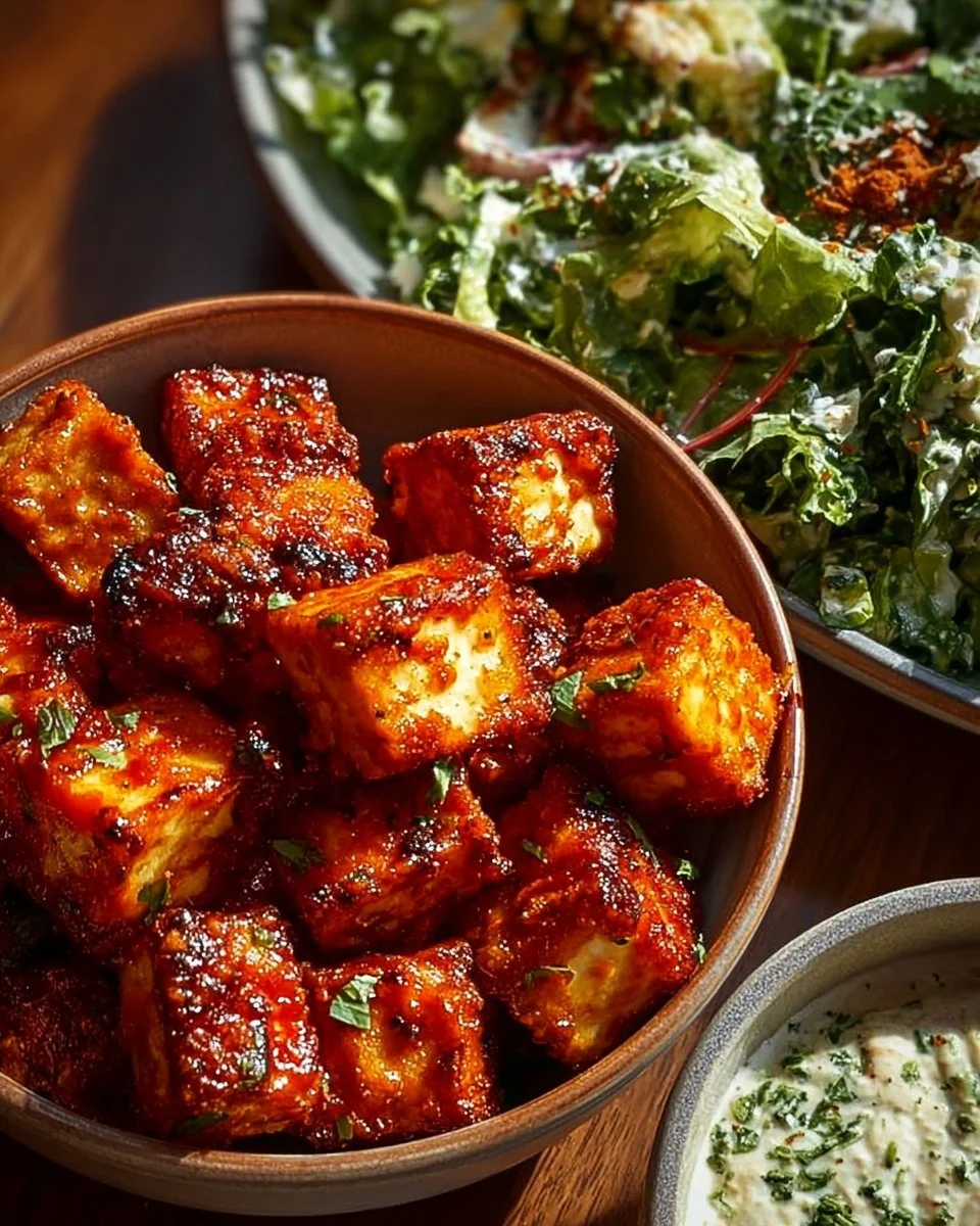 Crispy Buffalo Tofu Caesar Salad