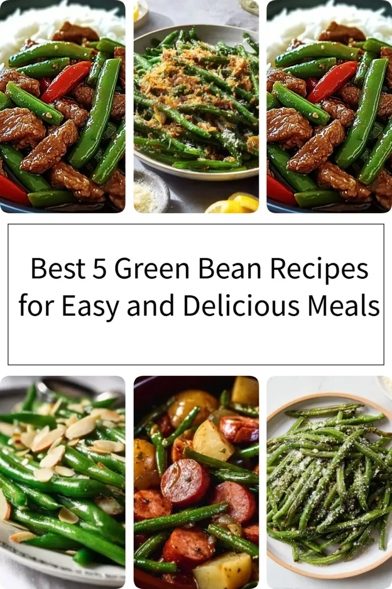 Plate of delicious green bean recipes including sautéed and roasted varieties.