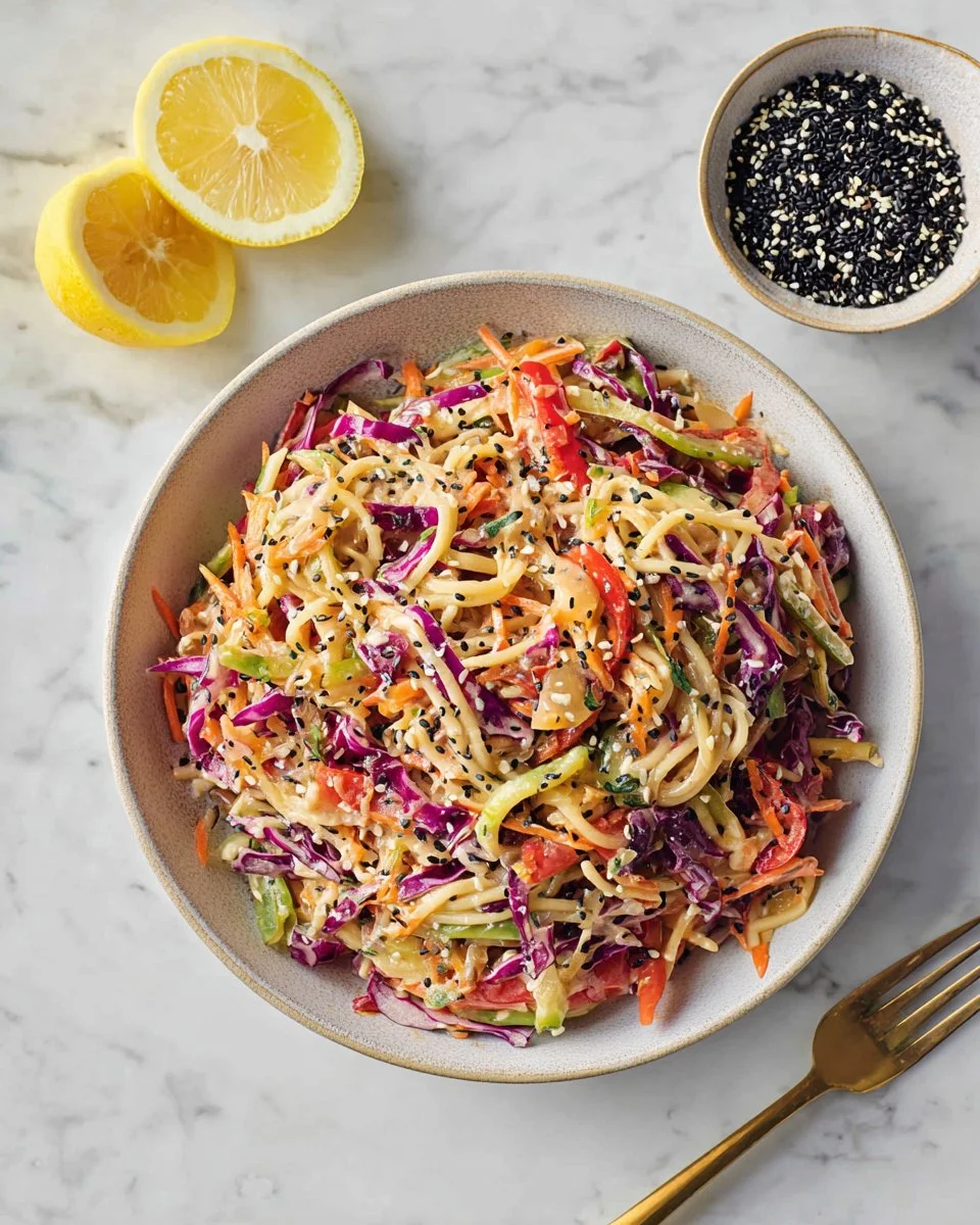 Cabbage tofu stir fry with spicy tahini sauce served in a bowl