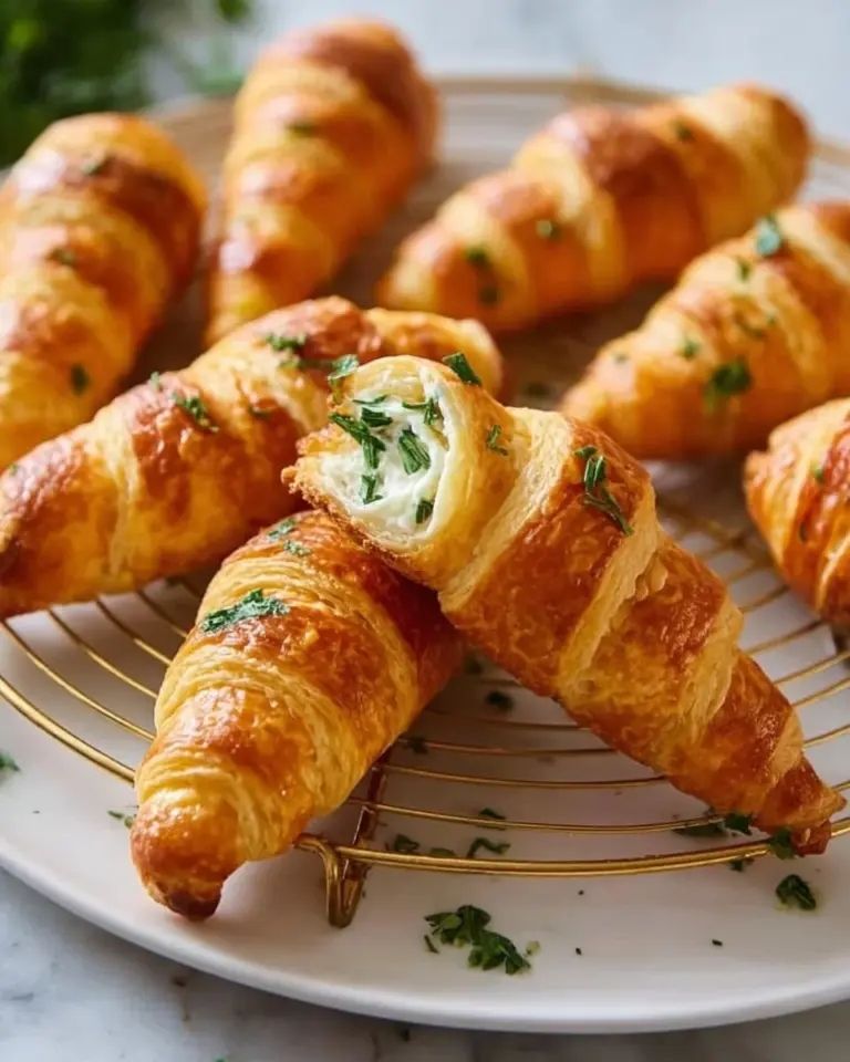 Freshly baked carrot crescent rolls on a wooden table