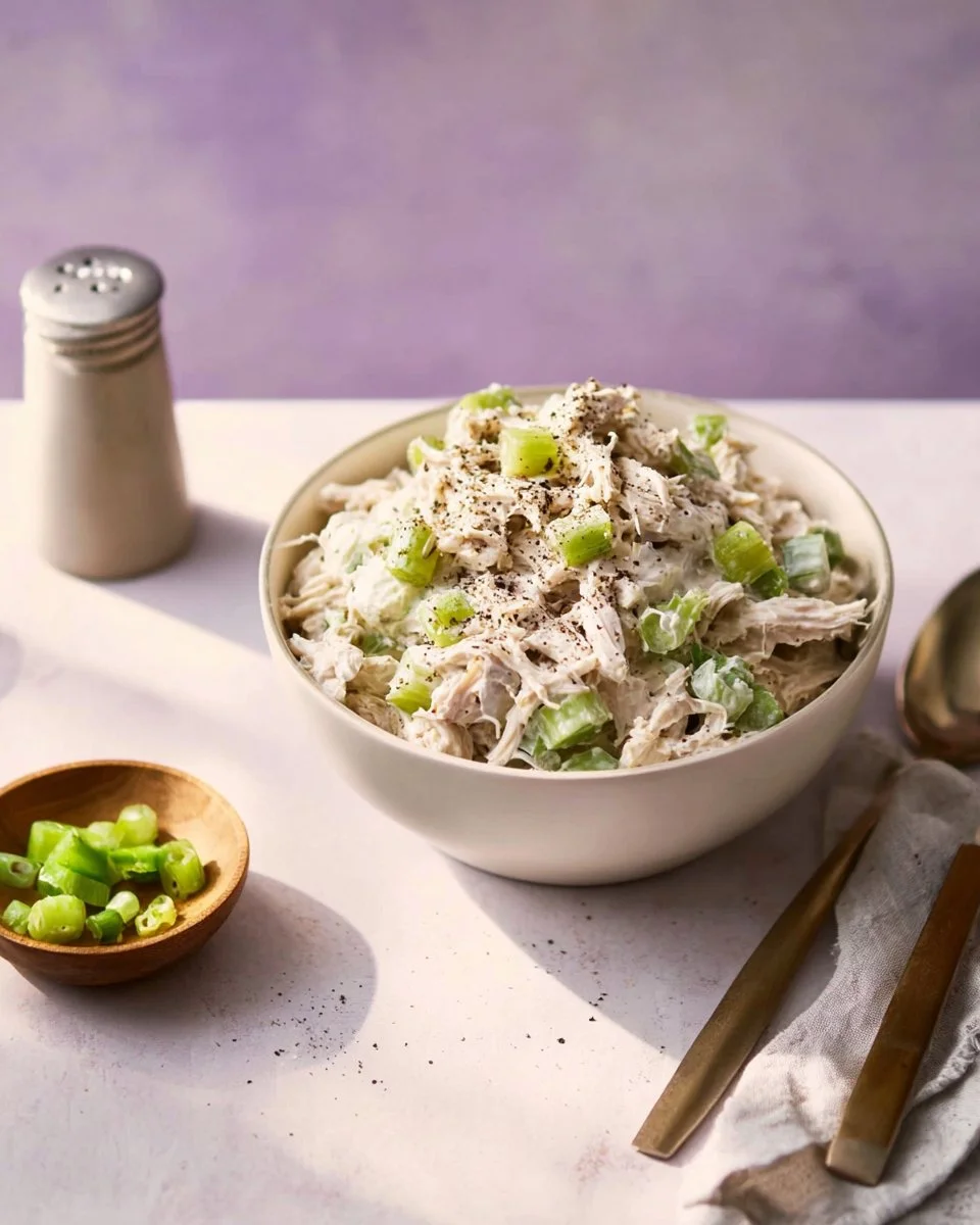 Delicious homemade chicken salad with fresh ingredients served in a bowl