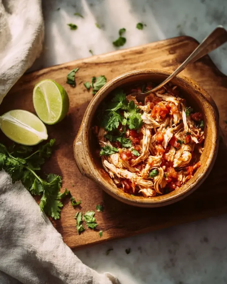 Delicious Chicken Tinga served with fresh toppings and tortillas