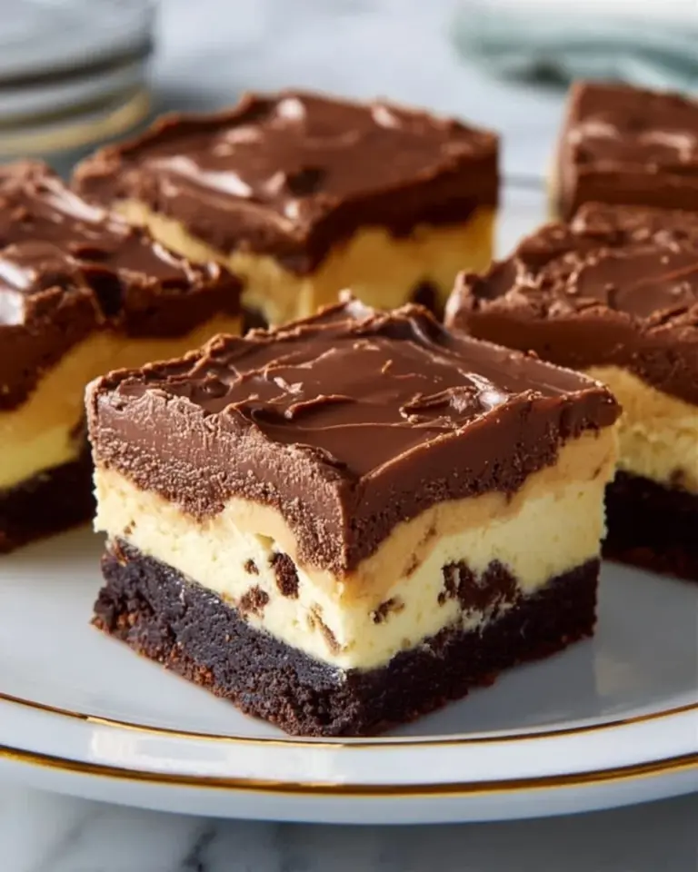Delicious chocolate chip cookie cheesecake bars served on a plate.