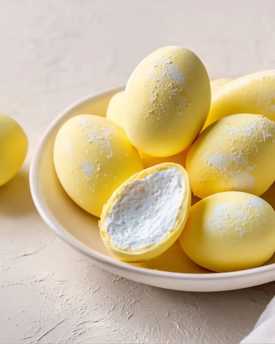 Colorful marshmallow Easter eggs in a basket for festive celebrations.