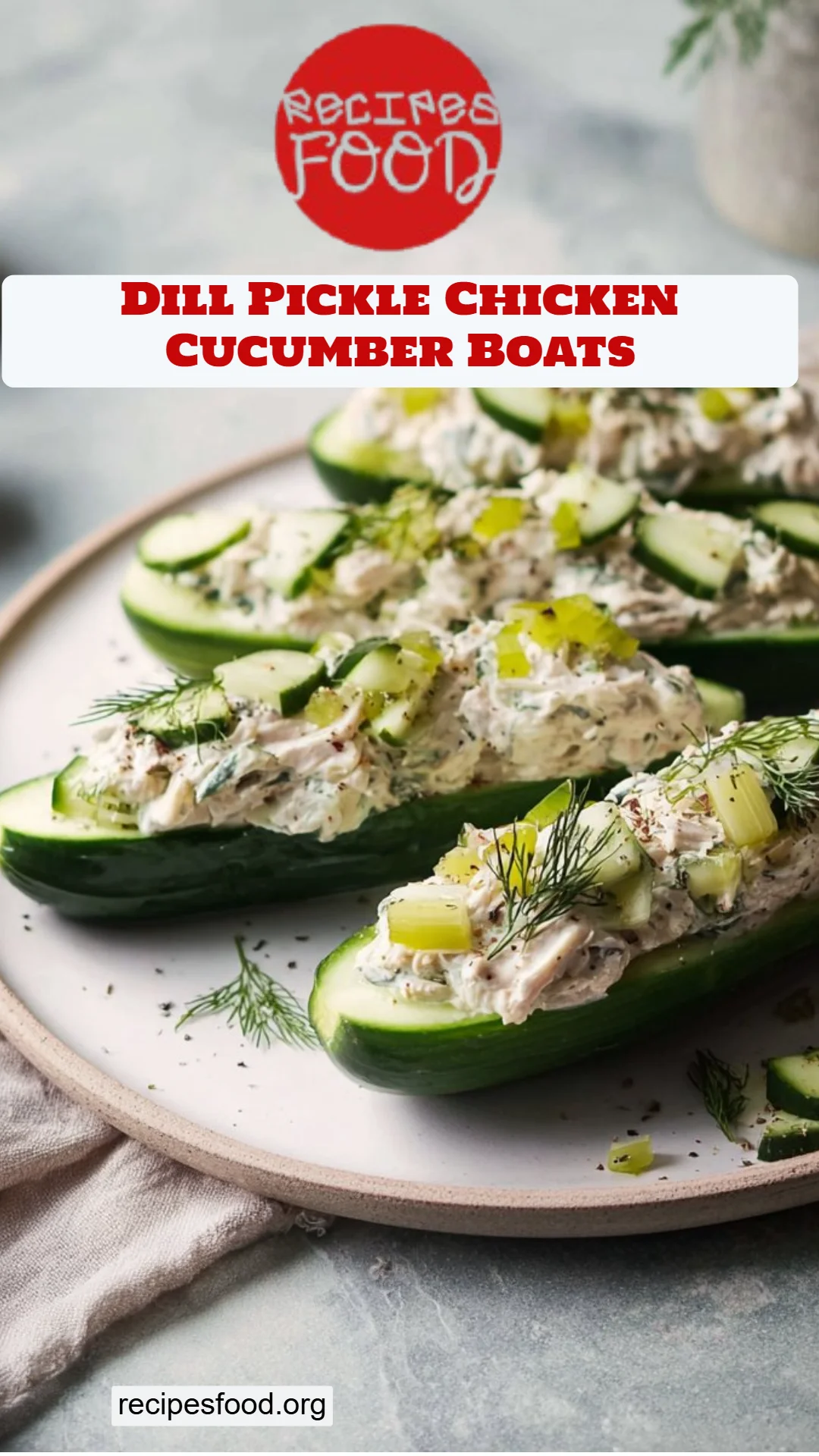 Dill Pickle Chicken Cucumber Boats