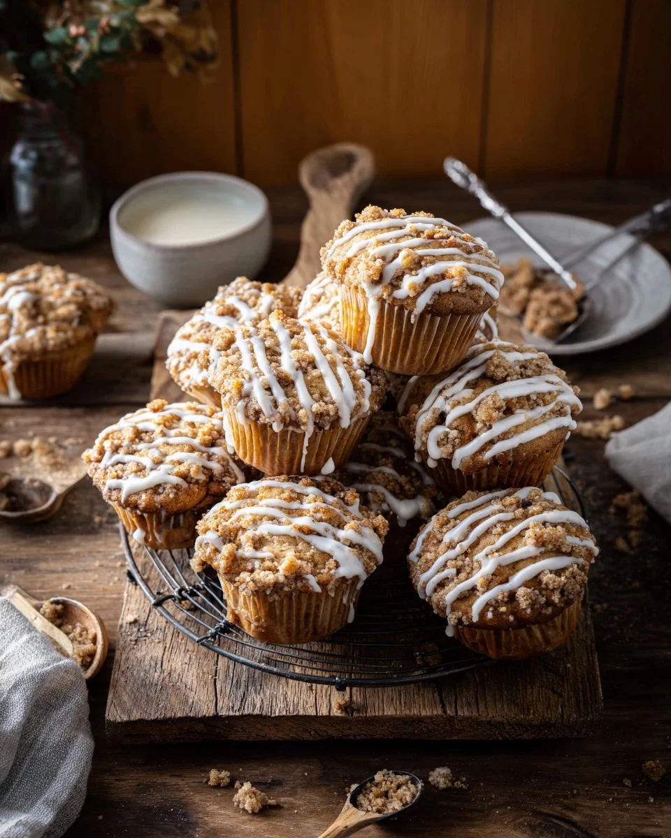 Freshly baked eggnog muffins on a festive table