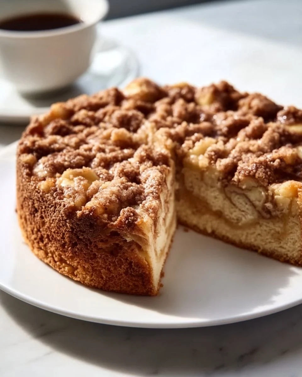 Delicious gluten free coffee cake served with a cup of coffee