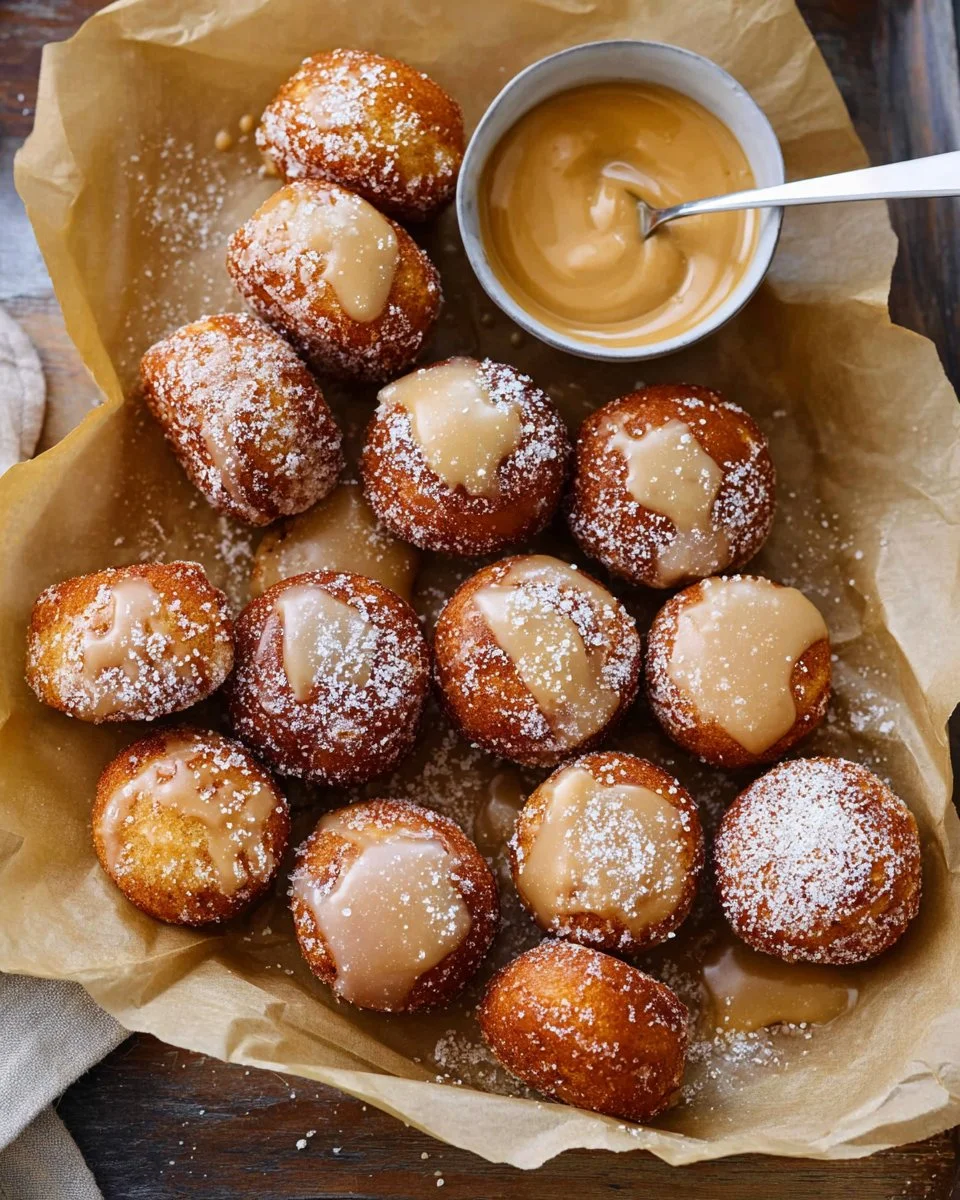Healthy pumpkin donut holes with maple glaze on a plate